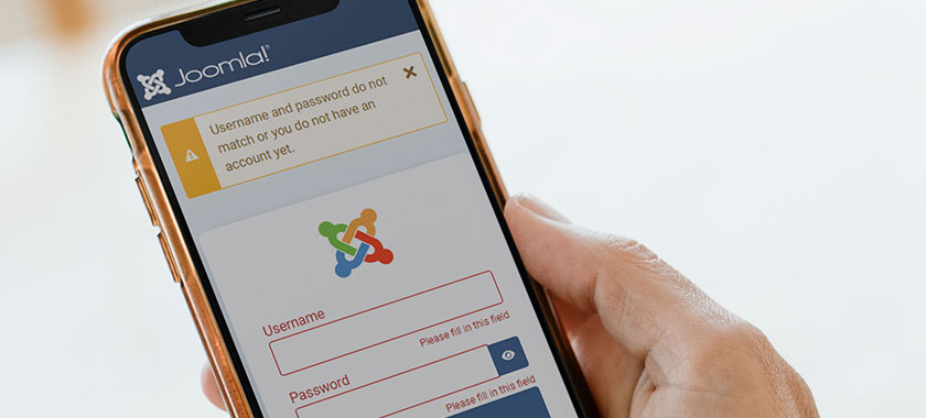 Joomla backend failed login on mobile