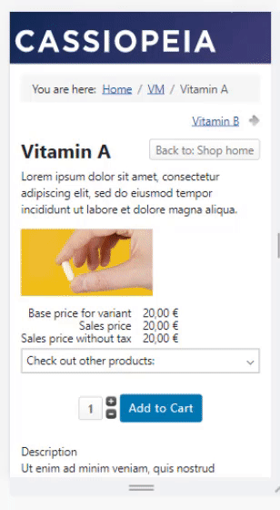 Link to otther products in Virtuemart from addtocart position