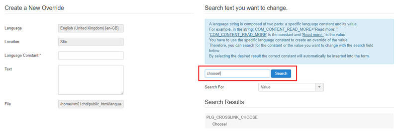 Searching for language value